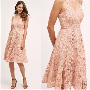 Anthropologie HD in Paris Astrid pink lace fit and flare dress 8506